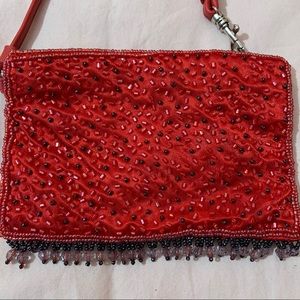 Vintage red sparkly wristlet